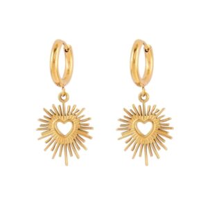 Aretes dije metalicos dorados corazon