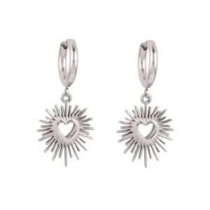 Aretes dije metalicos plateados corazon