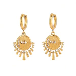 Aretes dije metalicos dorados ojo turco