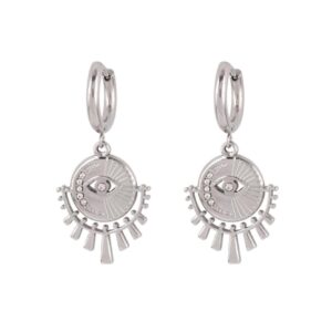Aretes dije metalicos plateados ojo turco