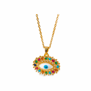 Collar dorado ojo turco  óvalo 8008