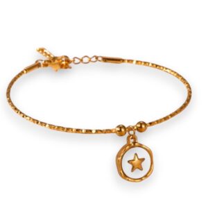 Pulsera dorada rigida broche estrella blanca