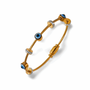 Pulsera dorada rigida iman ojo turco baño de oro