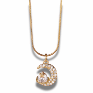 Collar dorado delgado acero de titanio luna estrella