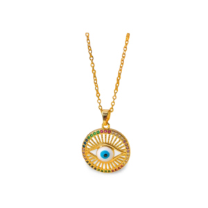 Collar dorado ojo turco  círculo rhinestone colores 8005