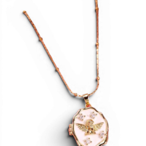 Collar Relicario Angel dorado/blanco