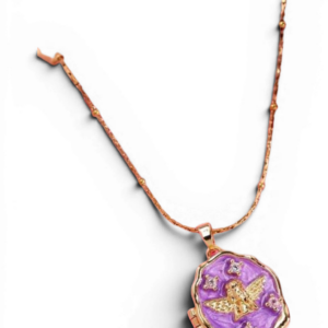 Collar Relicario Angel dorado/morado